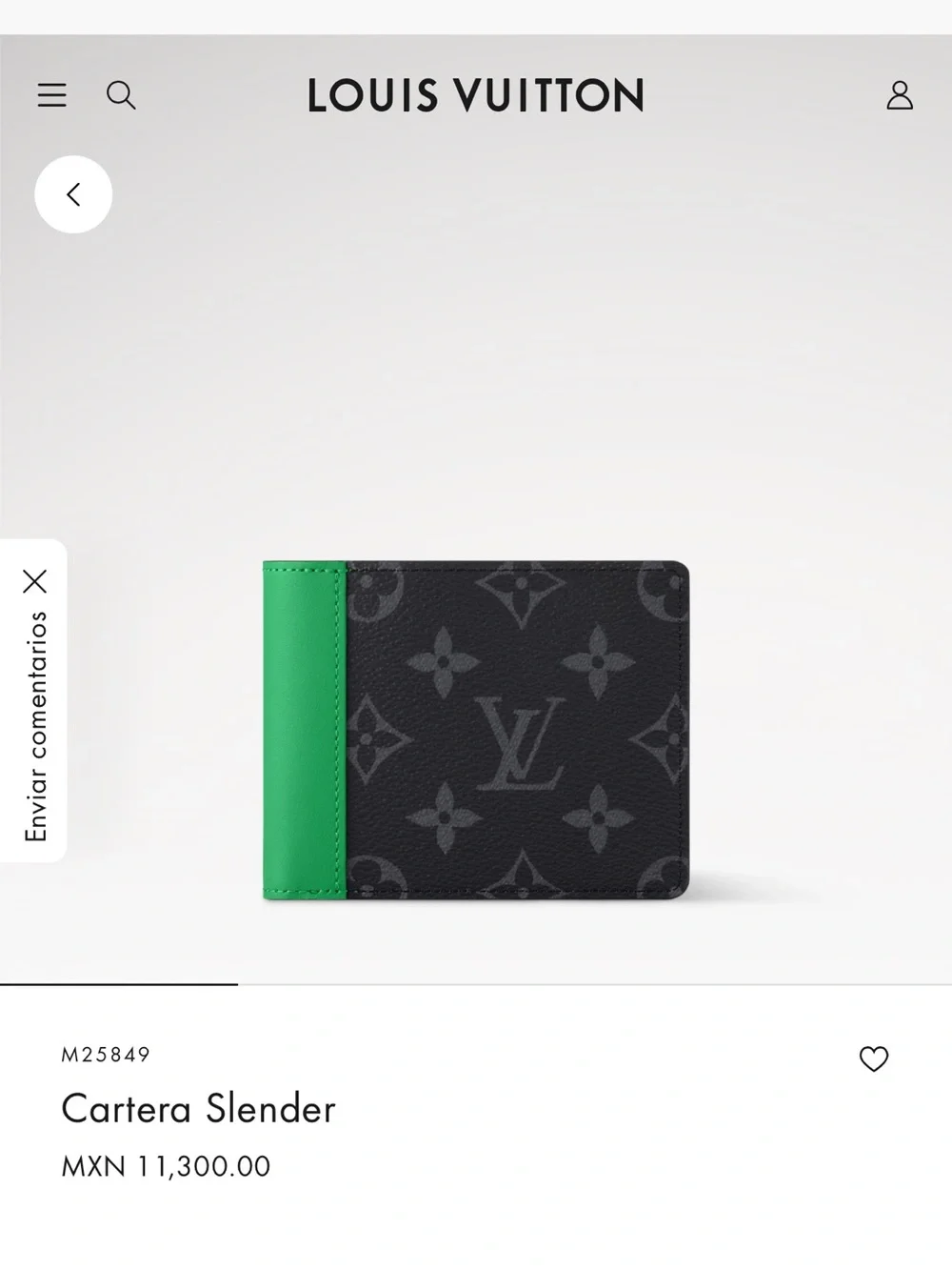Louis Vuitton Slender Wallet with Green Accent